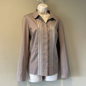 Lafayette 148 New York Grey Button Down Shirt, 12